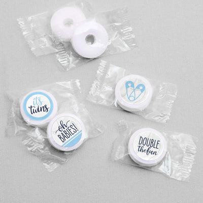 It's Twin Boys - Blue Twins Baby Shower Round Candy Sticker Favors - Labels Fit Hershey's Kisses - 108 ct