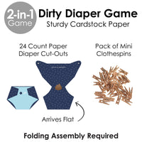 Baby Boy - Blue Baby Shower Conversation Starter - 2-in-1 Dirty Diaper Game - Set of 24