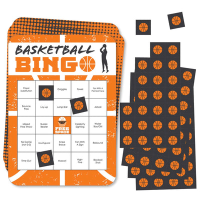 Basketball - Let the Madness Begin - Bar Bingo Cards and Markers - College Basketball Party Bingo Game - Set of 18