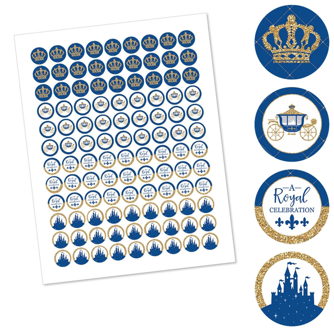 Royal Prince Charming - Baby Shower or Birthday Party Round Candy Sticker Favors - Labels Fit Hershey's Kisses - 108 ct