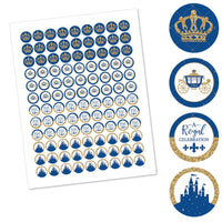 Royal Prince Charming - Baby Shower or Birthday Party Round Candy Sticker Favors - Labels Fit Hershey's Kisses - 108 ct