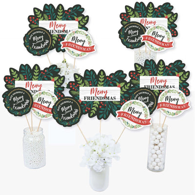 Rustic Merry Friendsmas - Friends Christmas Party Centerpiece Sticks - Table Toppers - Set of 15