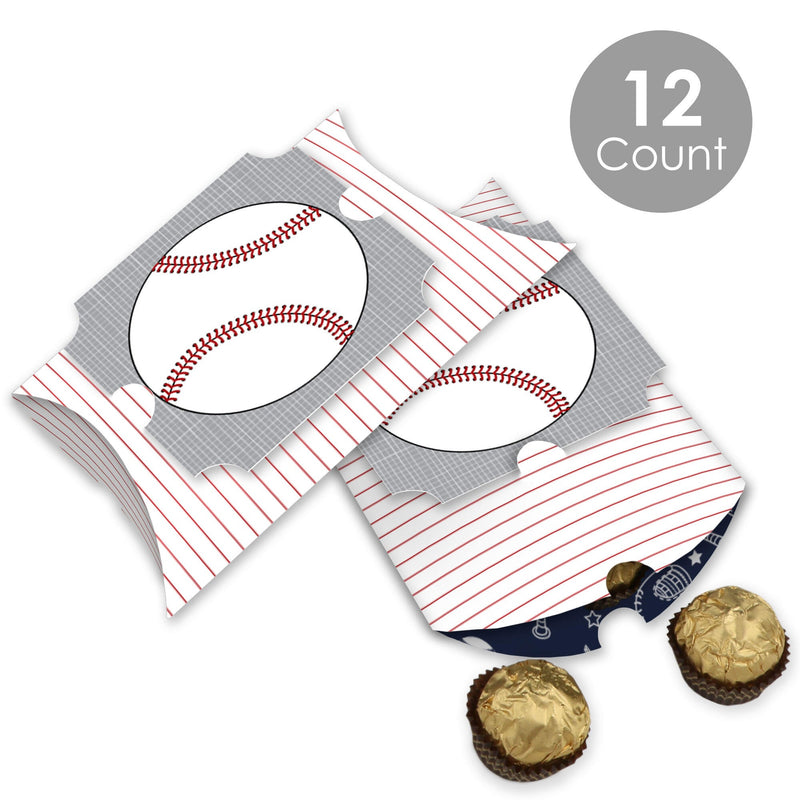 Batter Up - Baseball - Favor Gift Boxes - Baby Shower or Birthday Party Large Pillow Boxes - Set of 12