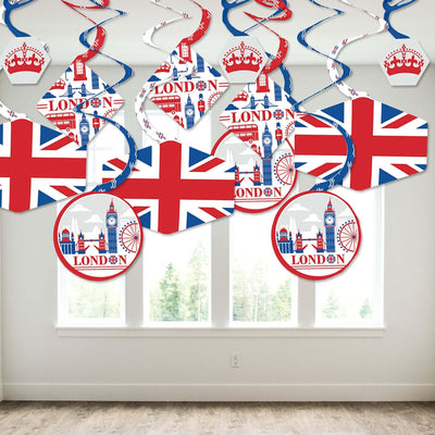 Cheerio, London - British UK Party Hanging Decor - Party Decoration Swirls - Set of 40