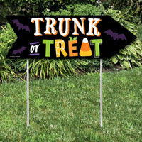 Trunk or Treat - Halloween Car Parade Party Sign Arrow - Double Sided Directional Yard Signs - Set of 2