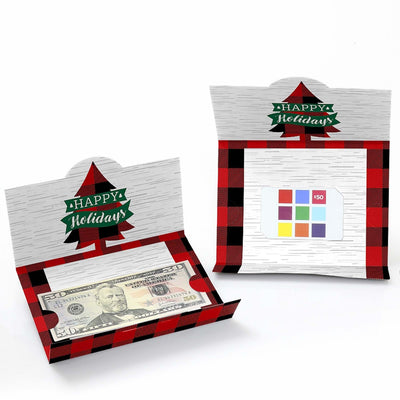 Holiday Plaid Trees - Set of 8 Buffalo Plaid Christmas Party Money And Gift Card Holders