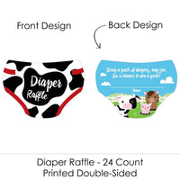 Farm Animals - Diaper Shaped Raffle Ticket Inserts - Barnyard Baby Shower Activities - Diaper Raffle Game - Set of 24