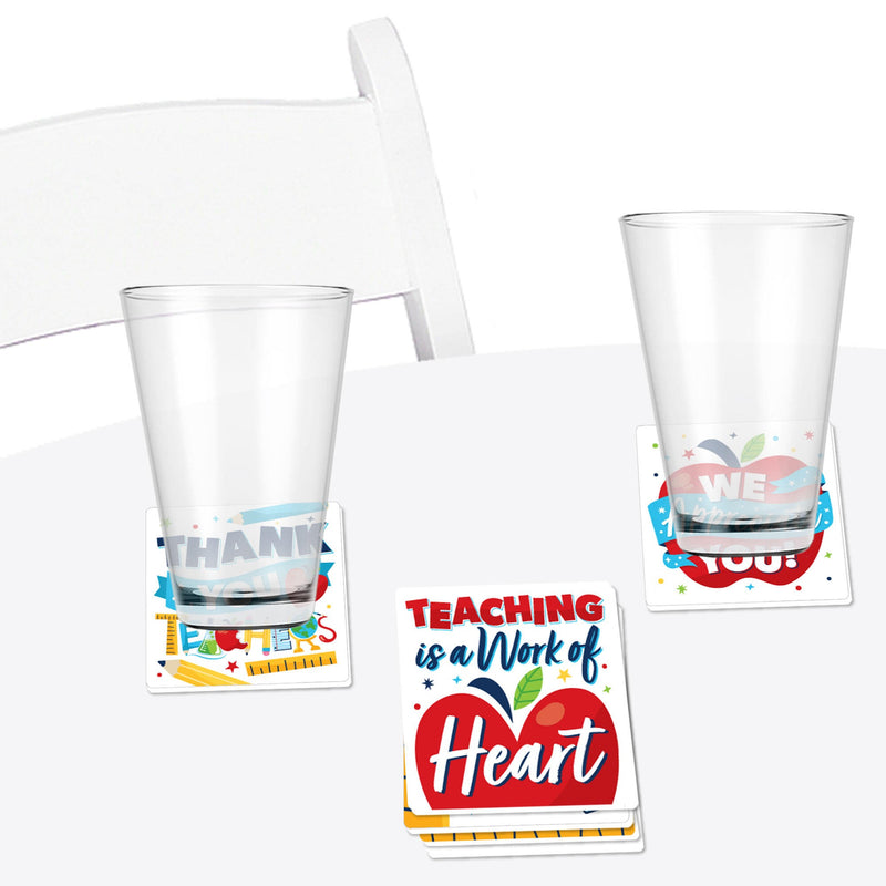 Thank You Teachers - Teacher Appreciation Decorations - Drink Coasters - Set of 6