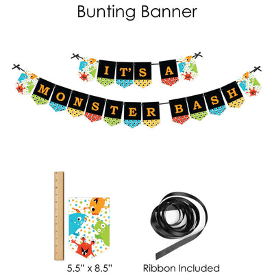 Monster Bash - Little Monster Birthday Party or Baby Shower Supplies - Banner Decoration Kit - Fundle Bundle