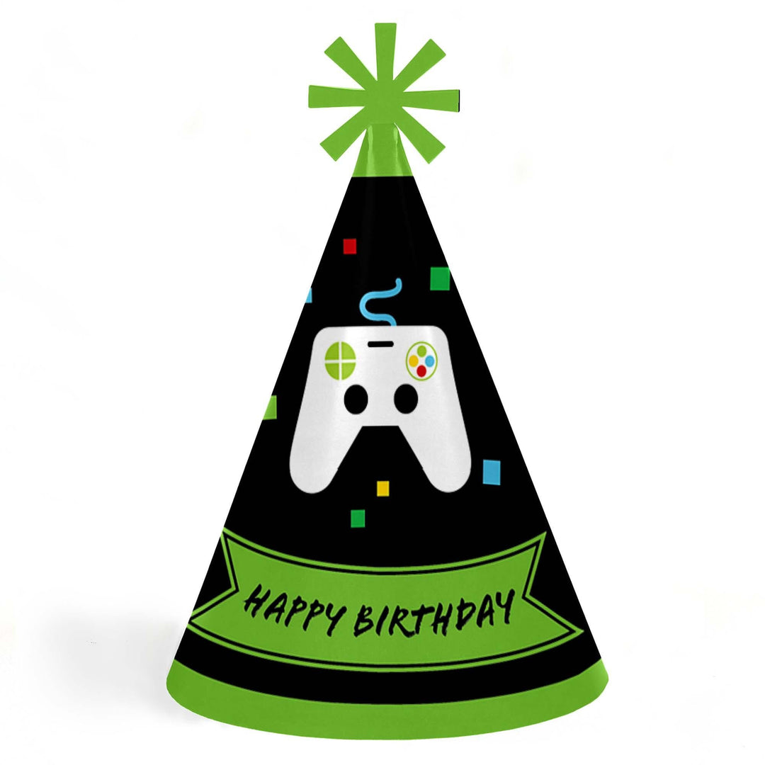 Game Zone - Cone Happy Birthday Party Hats for Kids and Adults - Set of 8 (Standard Size)