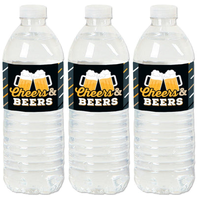 Cheers and Beers Happy Birthday - Water Bottle Sticker Labels - Set of 20