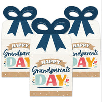 Happy Grandparents Day - Square Favor Gift Boxes - Grandma & Grandpa Party Bow Boxes - Set of 12