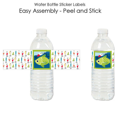 Let's Go Fishing - Fish Themed Party or Birthday Party Water Bottle Sticker Labels - Set of 20