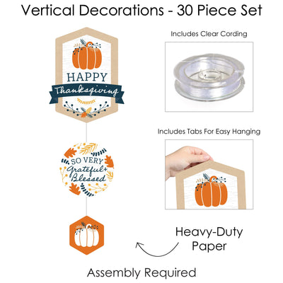 Happy Thanksgiving - Fall Harvest Party DIY Dangler Backdrop - Hanging Vertical Decorations - 30 Pieces