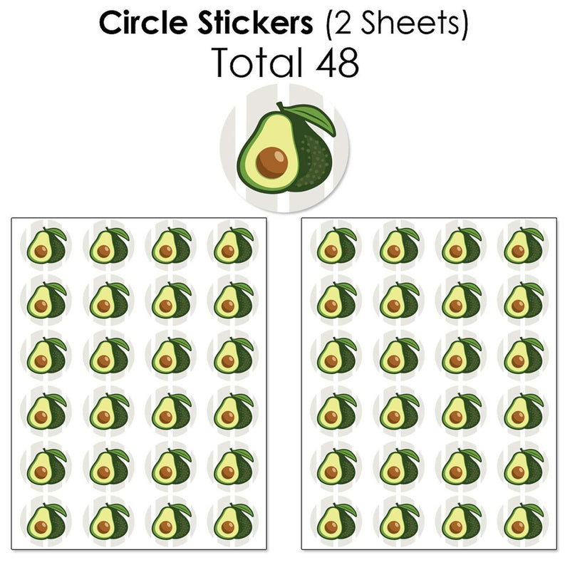 Hello Avocado - Mini Candy Bar Wrappers, Round Candy Stickers and Circle Stickers - Fiesta Party Candy Favor Sticker Kit - 304 Pieces