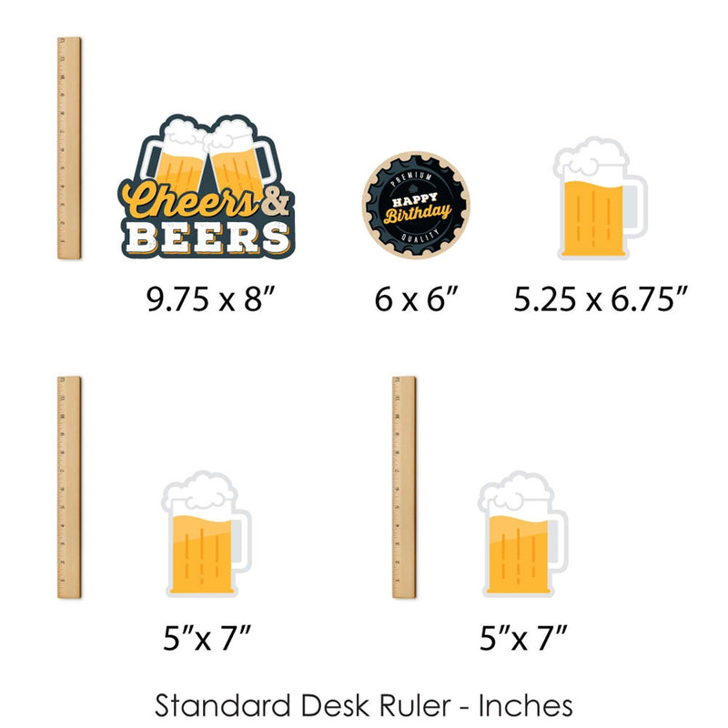 Cheers and Beers Happy Birthday - Birthday Party Centerpiece Sticks - Showstopper Table Toppers - 35 Pieces
