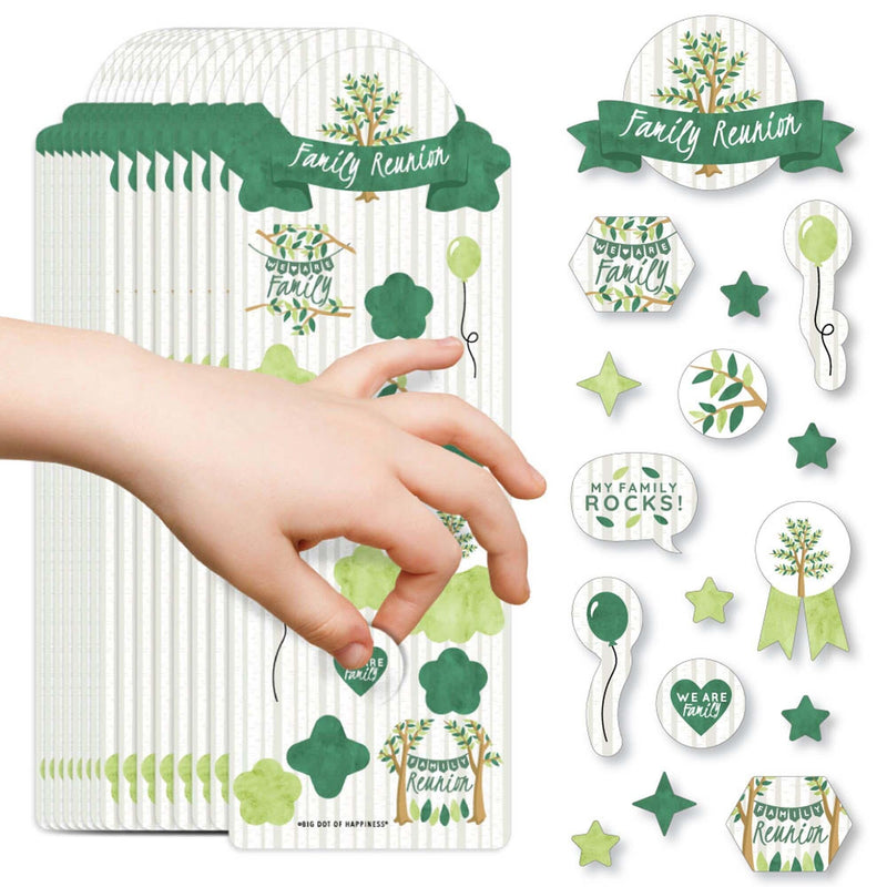 Family Tree Reunion - Family Gathering Party Favor Kids Stickers - 16 Sheets - 256 Stickers