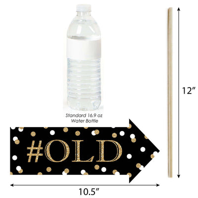 Funny Adult 40th Birthday - Gold - 10 Piece Birthday Party Photo Booth Props Kit