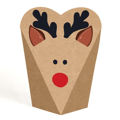 Reindeer Shaped Box - Prancing Plaid Christmas & Holiday Party Favors - Gift Heart Shaped Favor Boxes for Women & Kids - Set of 12
