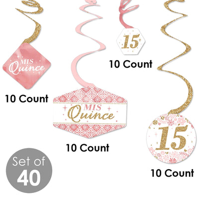 Mis Quince Anos - Quinceanera Sweet 15 Birthday Party Hanging Decor - Party Decoration Swirls - Set of 40