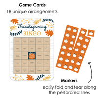 Happy Thanksgiving - Bingo Cards and Markers - Fall Harvest Party Bingo Game - Set of 18