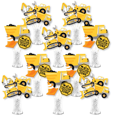 Dig It - Construction Party Zone - Baby Shower or Birthday Party Centerpiece Sticks - Showstopper Table Toppers - 35 Pieces