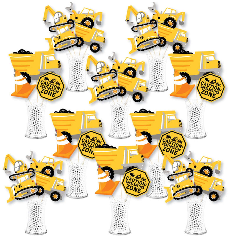 Dig It - Construction Party Zone - Baby Shower or Birthday Party Centerpiece Sticks - Showstopper Table Toppers - 35 Pieces
