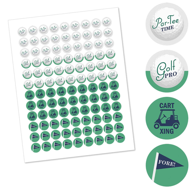 Par-Tee Time - Golf - Round Candy Labels Birthday or Retirement Party Favors - Fits Hershey Kisses - 108 ct