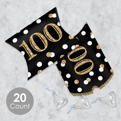 Adult 100th Birthday - Gold - Favor Gift Boxes - Birthday Party Petite Pillow Boxes - Set of 20