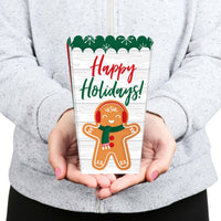 Gingerbread Christmas - Gingerbread Man Holiday Party Favor Popcorn Treat Boxes - Set of 12