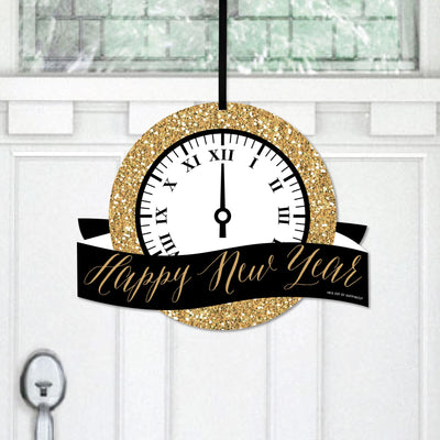New Year's Eve - Gold - Hanging Porch New Years Eve Party Outdoor Decorations - Front Door Decor - 1 Piece Sign