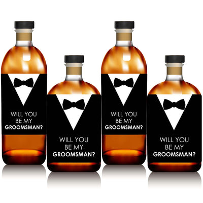 Suit Up - Will You Be My Groomsman? - Gift for Men - Whiskey or Wine Bottle Label Stickers - Set of 4