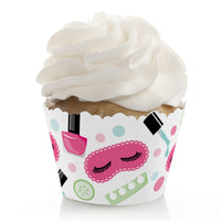 Spa Day - Girls Makeup Party Decorations - Party Cupcake Wrappers - Set of 12