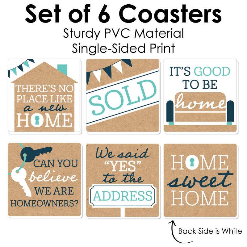 Home Sweet Home - Funny Housewarming and New Home Decorations Gift - Drink Coasters - Set of 6