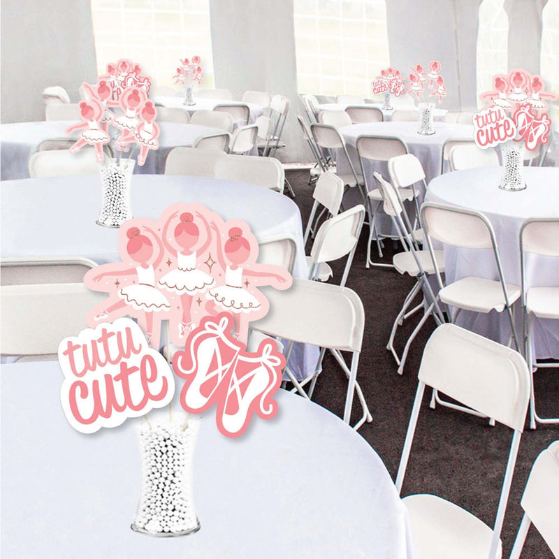 Tutu Cute Ballerina - Ballet Birthday Party Centerpiece Sticks - Showstopper Table Toppers - 35 Pieces