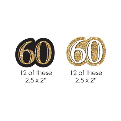 Adult 60th Birthday - Gold - DIY Shaped Birthday Party Paper Cut-Outs - 24 ct