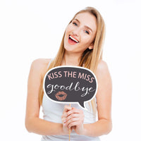 Funny Bride Squad - 10 Piece Rose Gold Bachelorette Party Photo Booth Props Kit