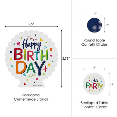 Cheerful Happy Birthday - Colorful Birthday Party Centerpiece and Table Decoration Kit