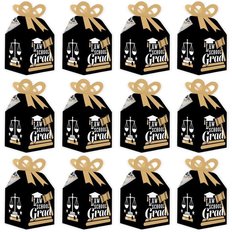 Law School Grad - Square Favor Gift Boxes - Future Lawyer Graduation Party Bow Boxes - Set of 12