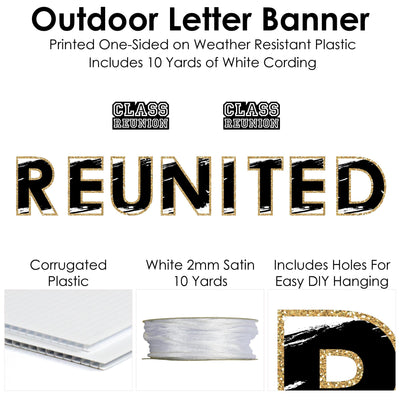 Reunited - Large School Class Reunion Party Decorations - Reunited - Outdoor Letter Banner