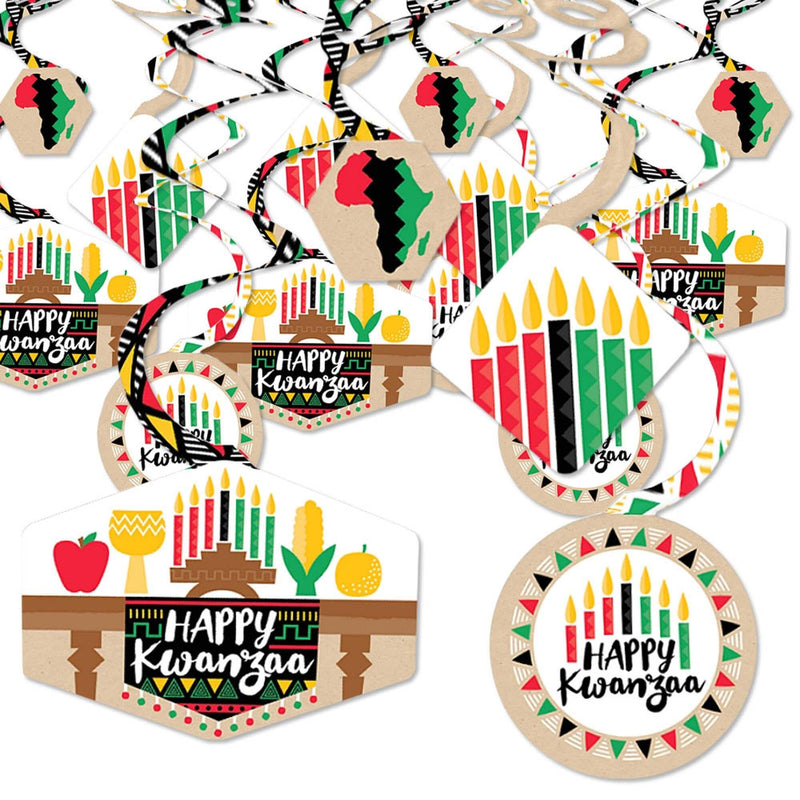 Happy Kwanzaa - African Heritage Holiday Party Decor - Party Decoration Swirls - Set of 40