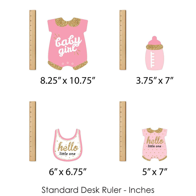 Hello Little One - Pink and Gold - Girl Baby Shower Party Centerpiece Sticks - Showstopper Table Toppers - 35 Pieces