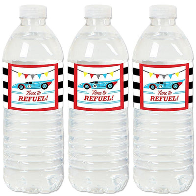 Let's Go Racing - Racecar - Race Car Birthday Party or Baby Shower Water Bottle Sticker Labels - Set of 20