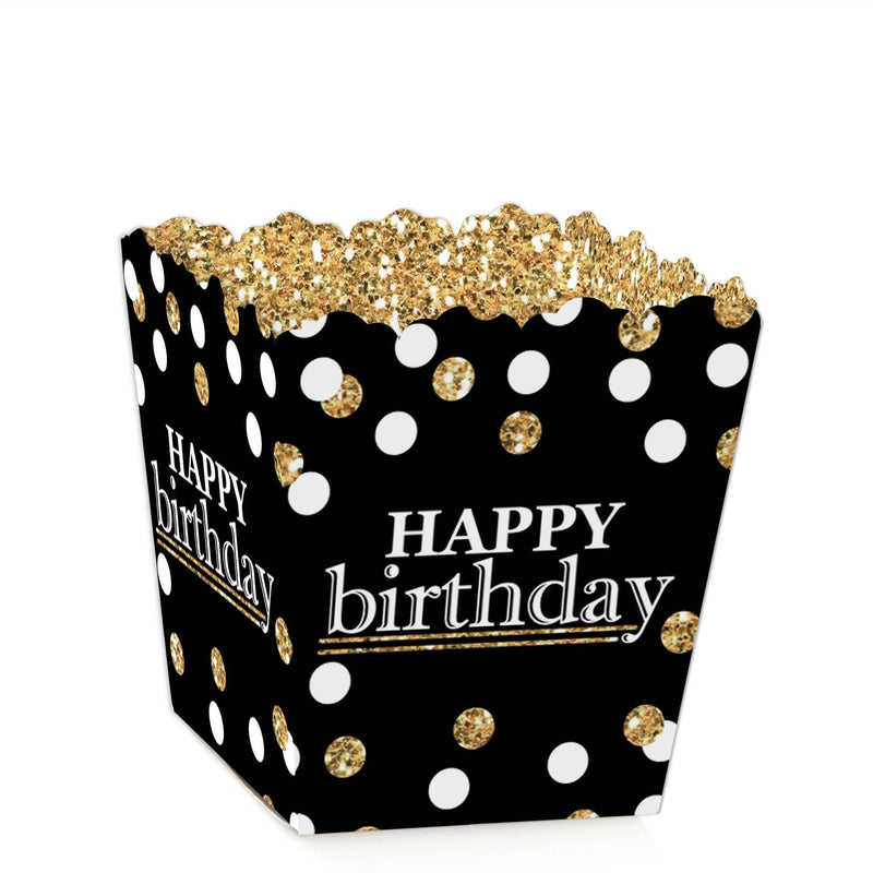 Adult Happy Birthday - Gold - Party Mini Favor Boxes - Birthday Party Treat Candy Boxes - Set of 12