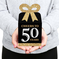 Adult 50th Birthday  Square Favor Gift Boxes - Birthday Party Bow Boxes - Set of 12