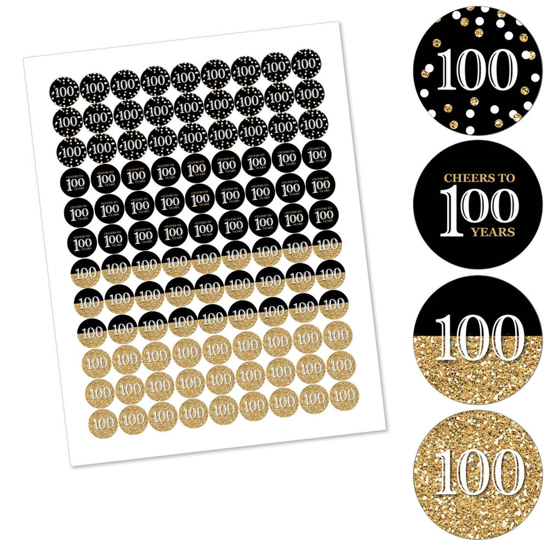 Adult 100th Birthday - Gold - Round Candy Labels Birthday Party Favors - Fits Hershey's Kisses - 108 ct