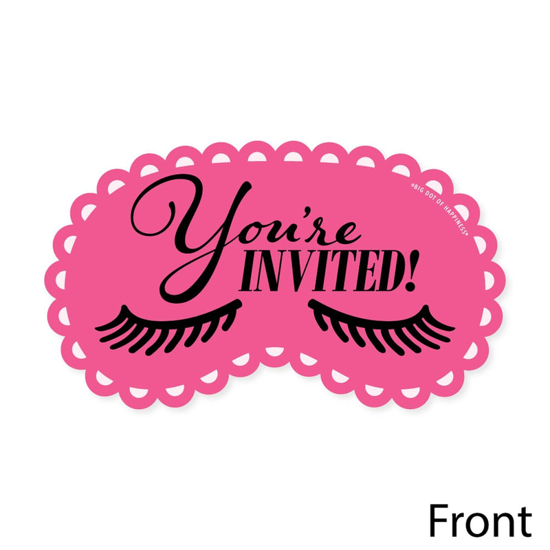 Spa Day - Shaped Fill-In Invitations - Girls Makeup Party Invitation Cards with Envelopes - Set of 12