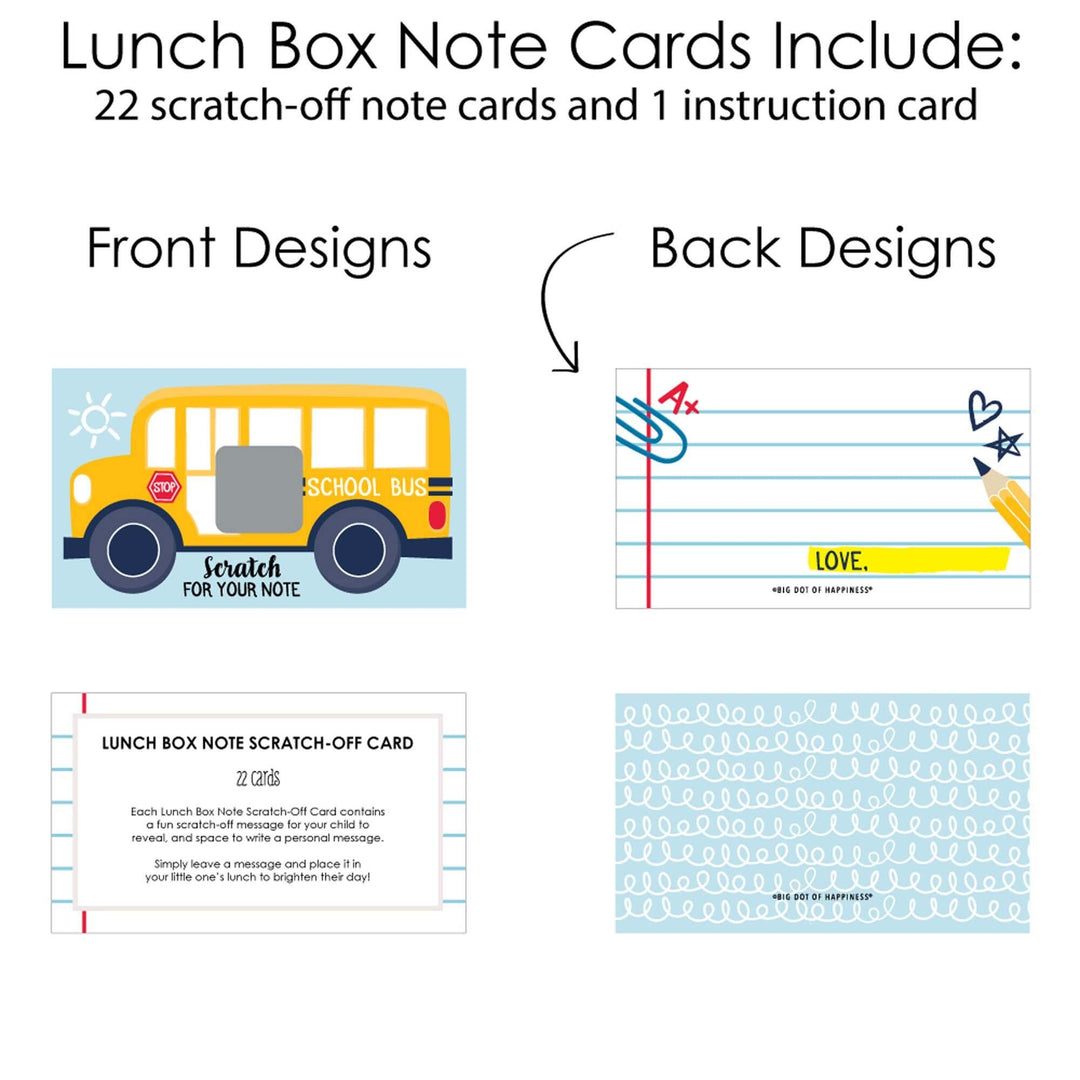 Back to School - First Day of School Kids Lunch Box Notes - Scratch Off Cards - 22 ct