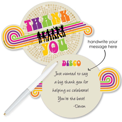 70's Disco - Shaped Thank You Cards - 1970s Disco Fever Party Thank You Note Cards with Envelopes - Set of 12