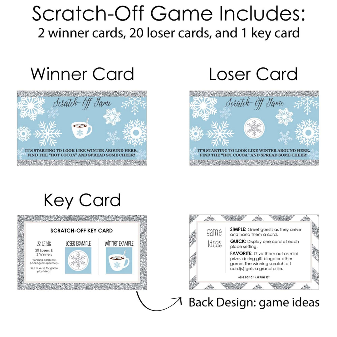 Winter Wonderland - Snowflake Holiday Party and Winter Wedding Game Scratch Off Cards - 22 Count